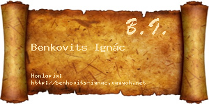 Benkovits Ignác névjegykártya